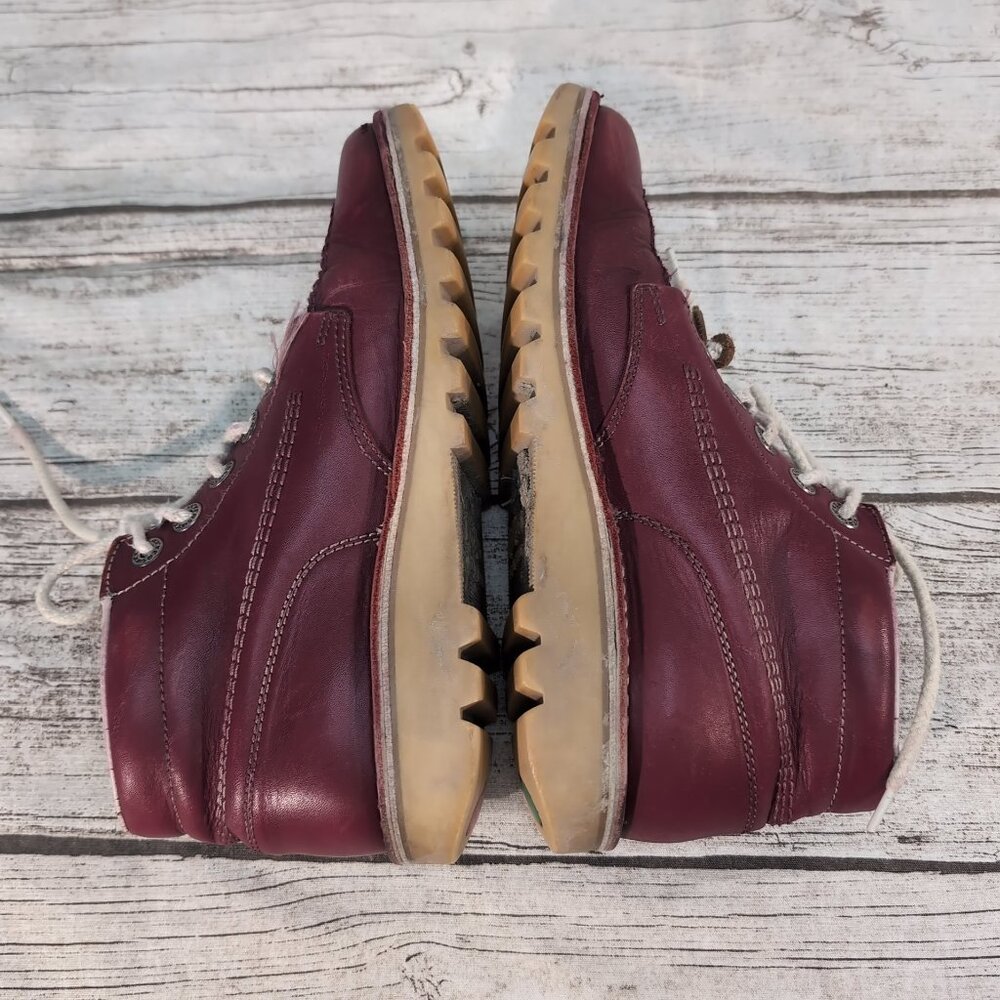 Kickers Kick Hi Boots Burgundy Leather Lace-Up Ankle Boots – Unisex - Picture 6 of 12